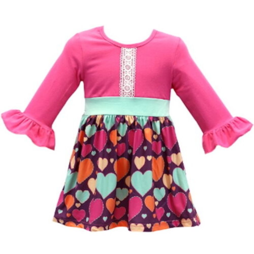 Size 6/6x Boutique Dress Brand new in package Girls Hearts Pink Super soft